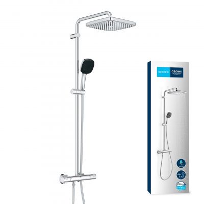 Grohe Vitalio Comfort 250 zestaw prysznicowy ścienny termostatyczny z deszczownicą chrom 26696001