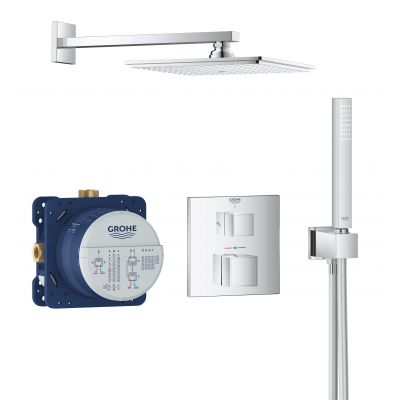 Grohe Grohtherm Cube zestaw prysznicowy podtynkowy termostatyczny z deszczownicą StarLight Chrome 34741000