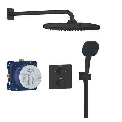 Grohe Vitalio Comfort zestaw prysznicowy podtynkowy termostatyczny z deszczownicą czarny mat  348822430