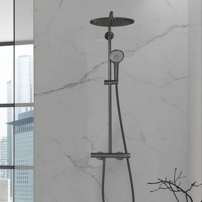 Grohe Euphoria zestaw prysznicowy ścienny termostatyczny z deszczownicą Brushed Hard Graphite 26075AL0