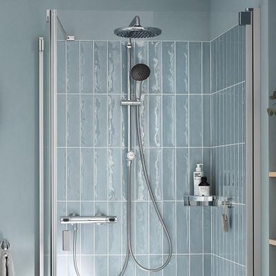 Grohe Vitalio Start System 250 zestaw prysznicowy ścienny z deszczownicą i bateria prysznicowa ścienna Start Edge chrom (26680001, 24197001)