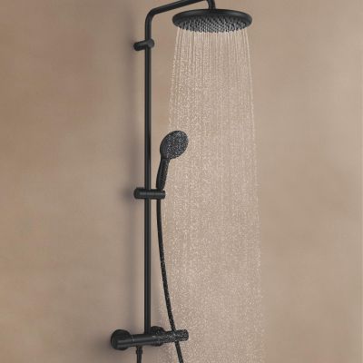Grohe Vitalio Start System 250 zestaw prysznicowy ścienny termostatyczny z deszczownicą czarny mat 266772431