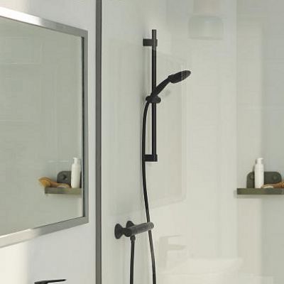 Grohe Precision Start bateria wannowo-prysznicowa ścienna z zestawem prysznicowym Vitalio Start 110 czarny mat (345982430, 279502431)