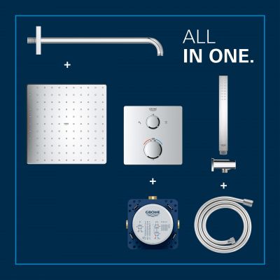 Grohe Vitalio Start zestaw prysznicowy podtynkowy termostatyczny z deszczownicą chrom 34881000