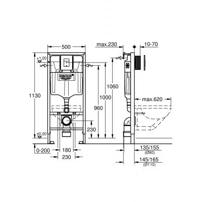 Grohe Rapid SL Fresh zestaw stelaż podtynkowy 5w1 z przyciskiem Skate Cosmopolitan chrom mat 39449000