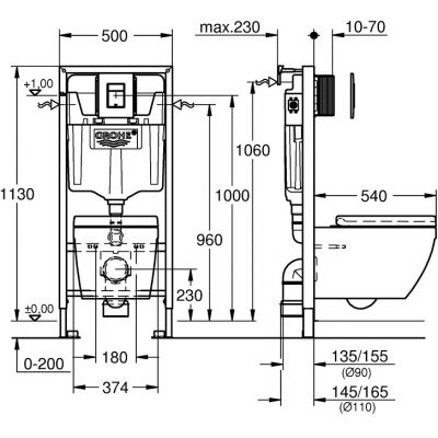 Grohe Solido zestaw stelaż podtynkowy 5w1 z przyciskiem  Even glossy black 39941000