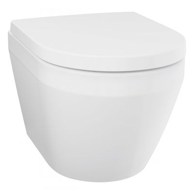 Grohe Euro Ceramic miska WC z deską wolnoopadającą wisząca bez kołnierza ze spłukiwaniem wirowym biały połysk 102509SH00