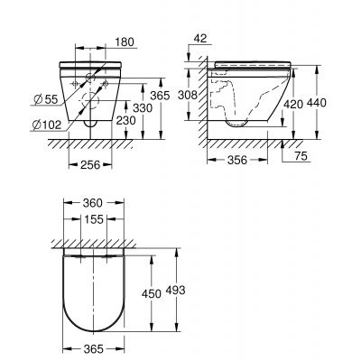 Grohe Euro Ceramic miska WC z deską wolnoopadającą wisząca bez kołnierza ze spłukiwaniem wirowym biały połysk 102509SH00