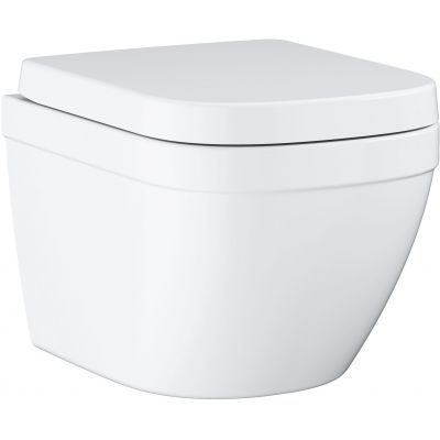 Zestaw Grohe Solido stelaż podtynkowy WC z przyciskiem Even czarny mat i miska WC Euro Ceramic wisząca PureGuard z deską wolnoopadającą (38811KF0, 3920600H, 39330001)