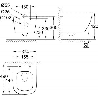 Zestaw Grohe Solido stelaż podtynkowy WC z przyciskiem Even chrom i miska WC Euro Ceramic wisząca z deską wolnoopadającą (39930000, 3920600H, 39330001)