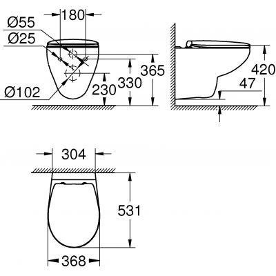 Zestaw Grohe Solido stelaż podtynkowy WC z przyciskiem Even chrom  i miska WC Bau Ceramic wisząca z deską wolnoopadającą (39930000, 39351000)