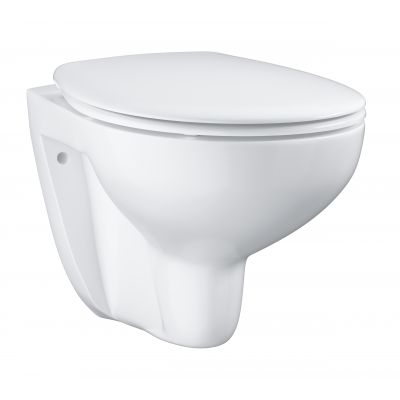 Zestaw Grohe Bau Ceramic miska WC wisząca bez kołnierza z deską wolnoopadającą biała 39351000