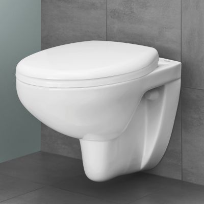 Zestaw Grohe Solido stelaż podtynkowy WC z przyciskiem Even czarny mat i miską WC Bau Ceramic wiszącą z deską wolnoopadającą (38811KF0, 39427000, 39493000)