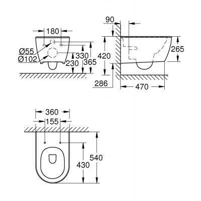 Grohe Essence miska WC wisząca bez kołnierza PureGuard biała 3957100H