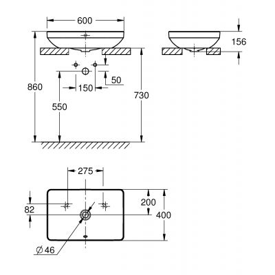 Grohe Euro Ceramic umywalka 60x40 cm prostokątna nablatowa biała 102434SH00