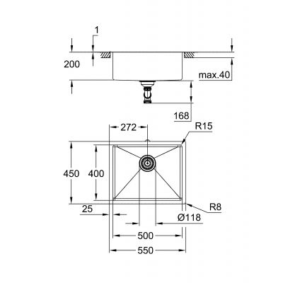 Zestaw Grohe K700U zlewozmywak stalowy Brushed Hard Graphite z baterią kuchenną Minta, ociekaczem i wkładką ociekową (31574AL1, 32321AL2, 40856AL0, 40852AL0)