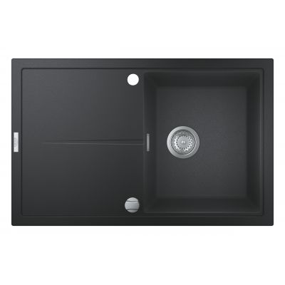 Zestaw Grohe K400 zlewozmywak 78x50 cm czarny granit z baterią kuchenną Grohe Concetto chrom (31639AP0, 31483002)
