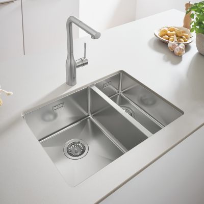 Zestaw Grohe K700 zlewozmywak 59,5x45 cm z baterią kuchenną Oltens Duf stal szlachetna/chrom (31577SD1, 35203100)