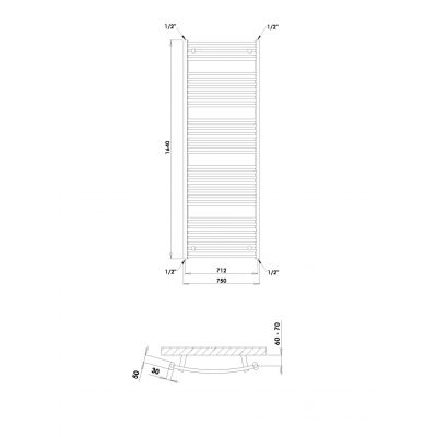 P.M.H. Blenheim grzejnik łazienkowy 164x75 cm srebrny metalik B9MS