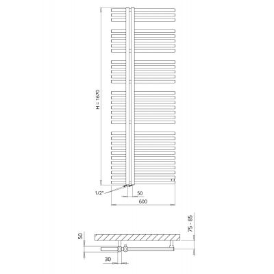 P.M.H. Kronos grzejnik łazienkowy 167x60 cm biały KR3W
