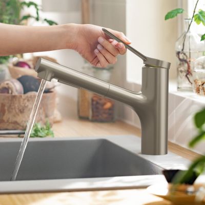 Zestaw Hansgrohe S71 S719-U500 zlewozmywak stalowy z baterią kuchenną Zesis M44 i syfon (43427800, 74800800, 43921800)
