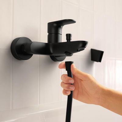 Hansgrohe Rebris S bateria wannowo-prysznicowa ścienna czarny mat 72440670