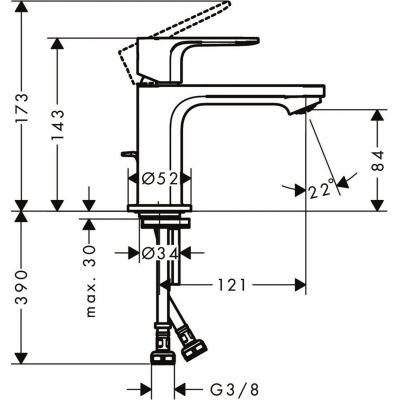 Hansgrohe Rebris E bateria umywalkowa stojąca chrom 72585000