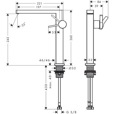 Hansgrohe Tecturis E bateria umywalkowa stojąca wysoka CoolStart czarny mat 73072670