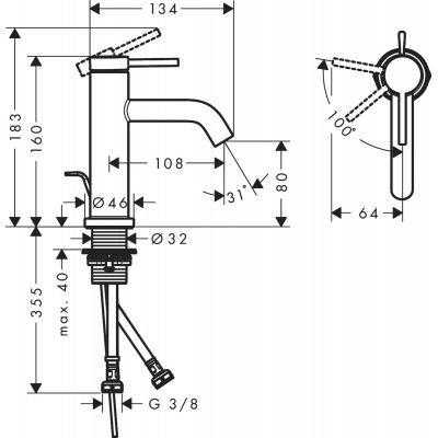 Hansgrohe Tecturis S bateria umywalkowa stojąca CoolStart chrom 73302000