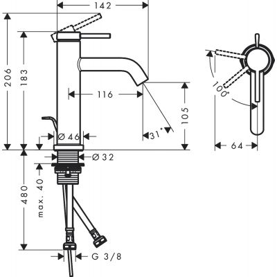 Hansgrohe Tecturis S bateria umywalkowa stojąca CoolStart brąz szczotkowany 73314140