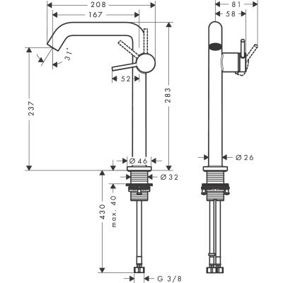 Hansgrohe Tecturis S bateria umywalkowa stojąca wysoka CoolStart czarny mat 73370670