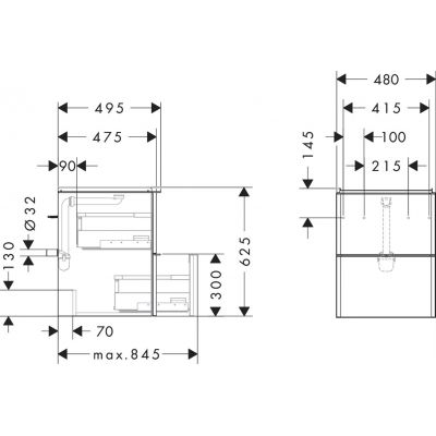 Hansgrohe Xelu Q szafka 48 cm podumywalkowa wisząca szary diament mat/czarny mat 54020670