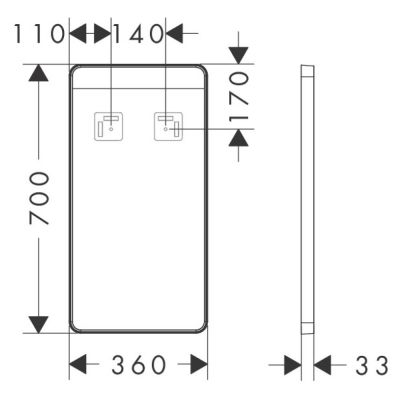 Hansgrohe Xarita Lite Q lustro 36x70 cm prostokątne z oświetleniem czarny mat 54955670