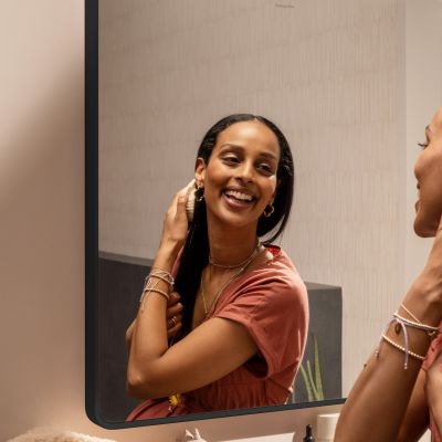 Hansgrohe Xarita Lite Q lustro 60x70 cm prostokątne z oświetleniem czarny mat 54957670