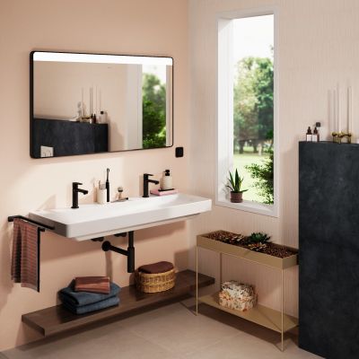 Hansgrohe Xarita Lite Q lustro 120x70 cm prostokątne z oświetleniem czarny mat 54960670