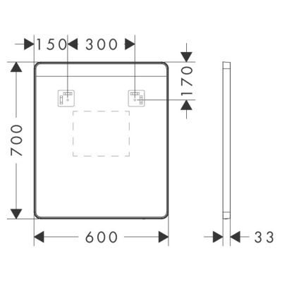 Hansgrohe Xarita Lite Q lustro 60x70 cm prostokątne z oświetleniem czarny mat 54970670
