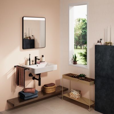 Hansgrohe Xarita Lite Q lustro 60x70 cm prostokątne z oświetleniem czarny mat 54970670