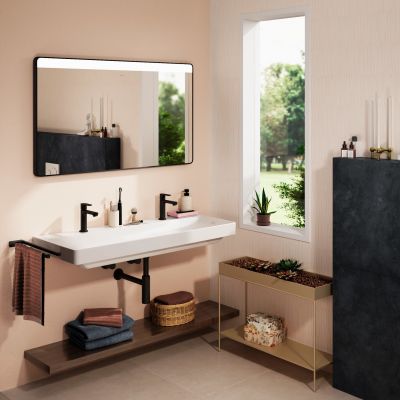 Hansgrohe Xarita Lite Q lustro 120x70 cm prostokątne z oświetleniem czarny mat 54973670