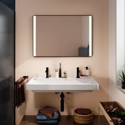 Hansgrohe Xarita Lite Q lustro 100x70 cm prostokątne z oświetleniem czarny mat 54977670