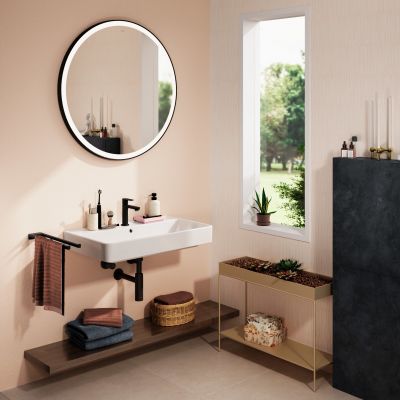 Hansgrohe Xarita Lite S lustro 90x90 cm okrągłe z oświetleniem czarny mat 54980670