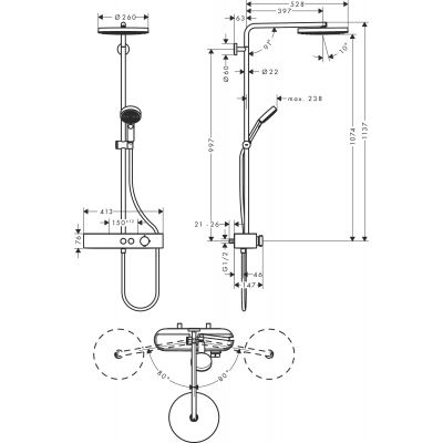 Hansgrohe Pulsify S zestaw prysznicowy ścienny termostatyczny z deszczownicą brąz szczotkowany 24221140