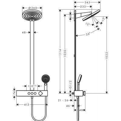 Hansgrohe Pulsify S ShowerTablet Select zestaw prysznicowy ścienny termostatyczny z deszczownicą brąz szczotkowany 24240140