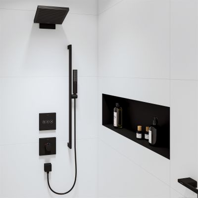 Hansgrohe Pulsify E EcoSmart deszczownica 26 cm kwadratowa z ramieniem prysznicowym czarny mat 24351670
