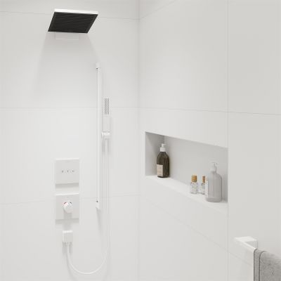 Hansgrohe Pulsify E EcoSmart deszczownica 26 cm kwadratowa z ramieniem prysznicowym biały mat 24351700