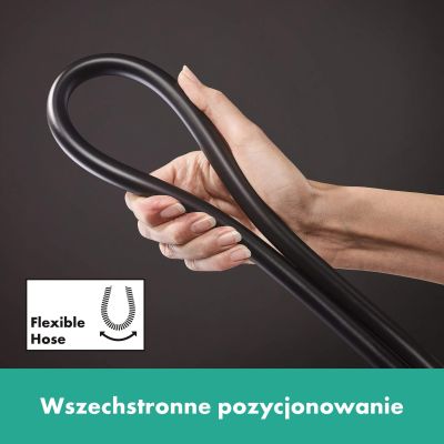 Hansgrohe Unica drążek prysznicowy 90 cm z wężem czarny mat 24405670