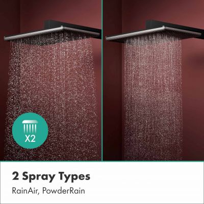 Hansgrohe Raindance Alive Q deszczownica z ramieniem 34,3x21,4 cm prostokątna czarny mat 24550670