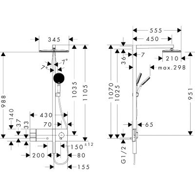 Hansgrohe Raindance Alive Q zestaw prysznicowy ścienny termostatyczny z deszczownicą czarny 24590670