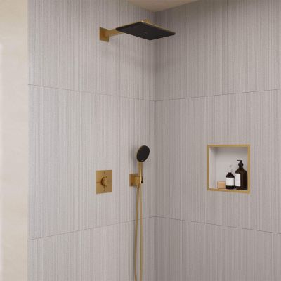Hansgrohe Raindance Alive Q zestaw prysznicowy podtynkowy termostatyczny z deszczownicą brąz szczotkowany 24620140