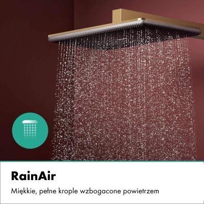 Hansgrohe Raindance Alive Q zestaw prysznicowy podtynkowy termostatyczny z deszczownicą brąz szczotkowany 24620140