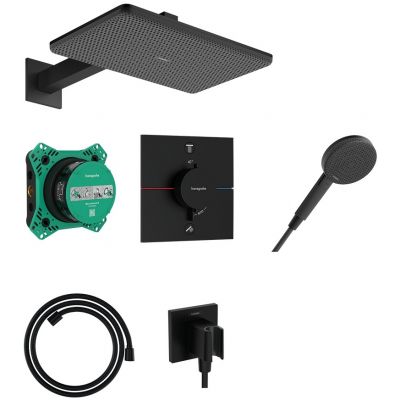 Hansgrohe Raindance Alive Q zestaw prysznicowy podtynkowy termostatyczny z deszczownicą czarny 24620670